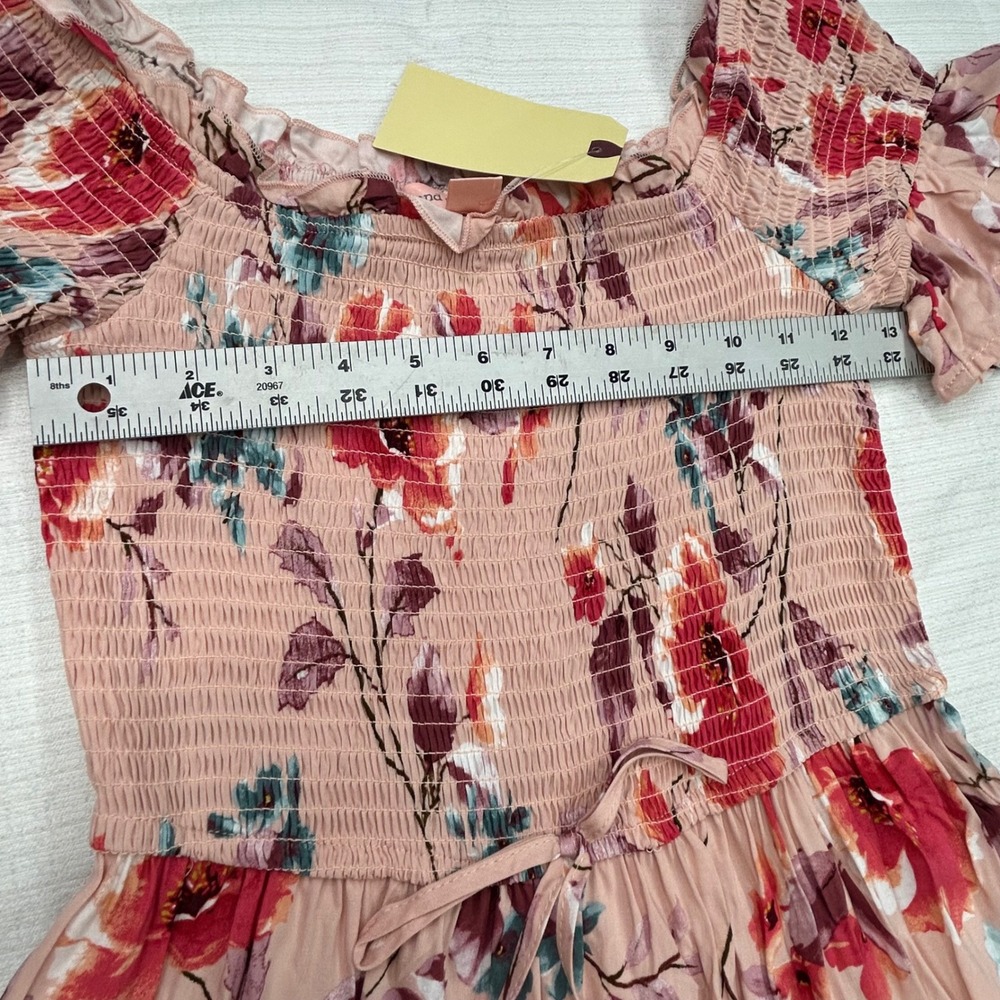 Band of Gypsies Smocked Dress Small‎ Puff Sleeve Fairycore Whimsical Boho Floral - Picture 9 of 12